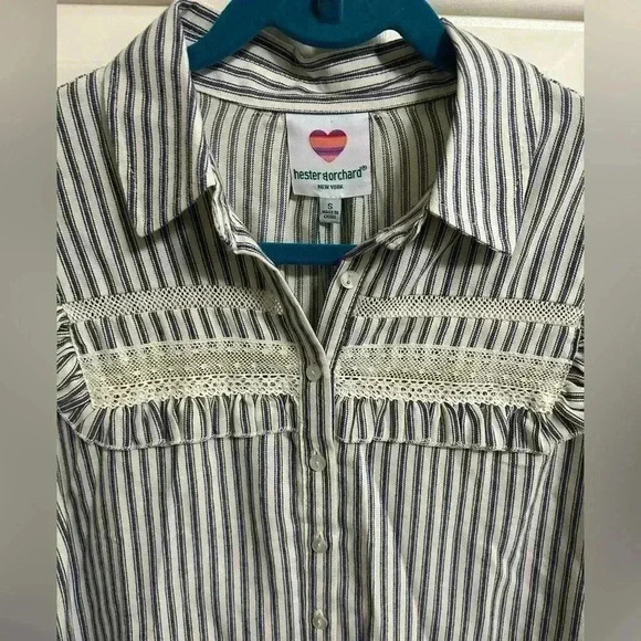 Anthropologie Hester & Orchard Boho Western Blouse Lace Ruffle Size Small NWT - Picture 3 of 4